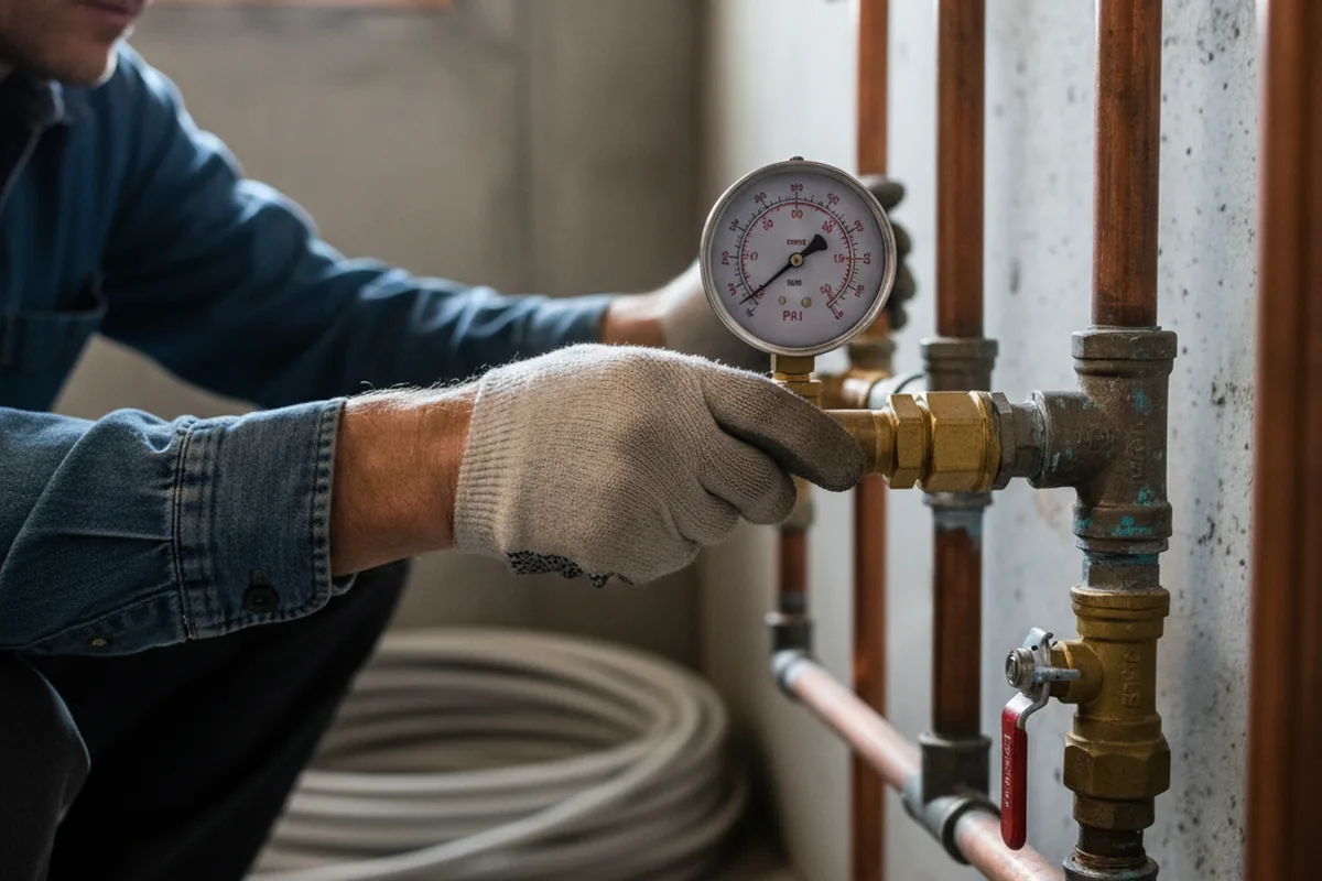 Pressure testing a repaired line during Water Line Repair in Chaska